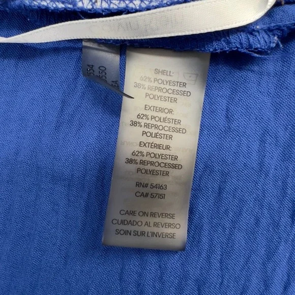 Calvin Klein Women Royal Blue Textured Short Sleeve Button Down Shirt XL - Picture 4 of 4